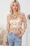 Floral Mock Neck Long Sleeve Blouse Multicolor Blouses - Tophatter Daily Deals