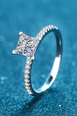Rhodium-Plated 2 Carat Moissanite Four-Prong Ring Moissanite - Tophatter Daily Deals