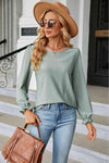 Round Neck Flounce Sleeve Blouse Sage Blouses - Tophatter Daily Deals