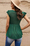 Ribbed Ruffle Sleeve Peplum Top Women's T-Shirts - Tophatter Daily Deals