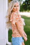 Floral Round Neck Flutter Sleeve Blouse Blouses - Tophatter Daily Deals