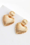 Zinc Alloy Ribbed Earrings Heart One Size Earrings - Tophatter Daily Deals