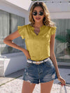 Notched Neck Butterfly Sleeve Blouse Banana Yellow Blouses - Tophatter Daily Deals