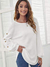 Round Neck Dropped Shoulder T-Shirt White Women's T-Shirts - Tophatter Daily Deals