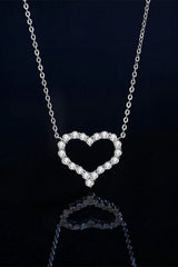 1 Carat Moissanite Heart Pendant Chain-Link Necklace Moissanite - Tophatter Daily Deals