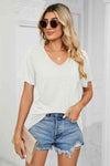 Short Sleeve V-Neck T-Shirt White Women's T-Shirts - Tophatter Daily Deals