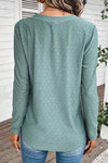 Eyelet V-Neck Long Sleeve T-Shirt Women's T-Shirts - Tophatter Daily Deals