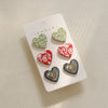 3 Piece Acrylic Heart Stud Earrings Teal One Size Earrings - Tophatter Daily Deals