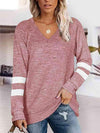 V-Neck Raglan Sleeve T-Shirt Dusty Pink Women's T-Shirts - Tophatter Daily Deals