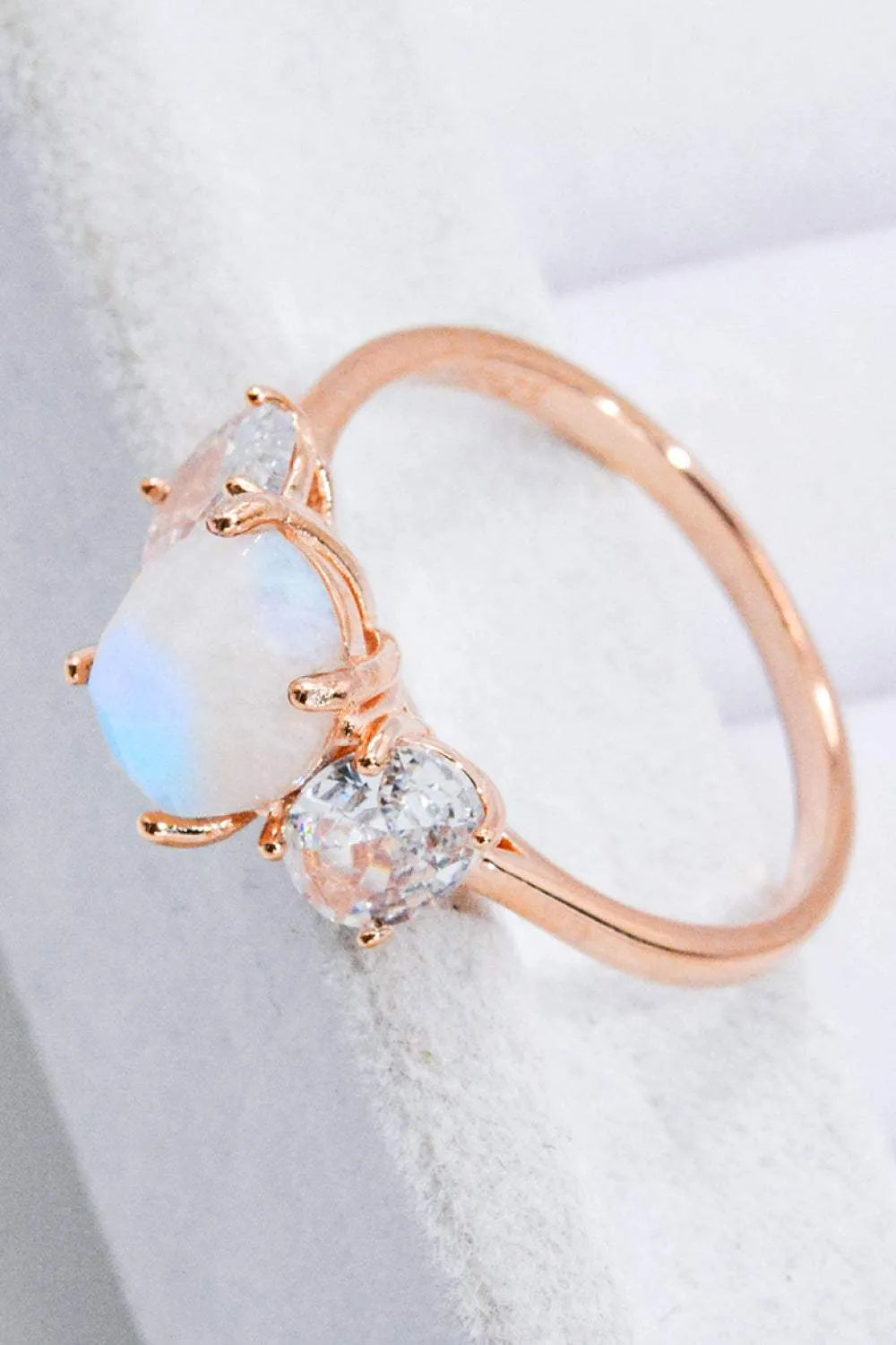 Natural Moonstone and Zircon Ring Moonstone - Tophatter Daily Deals