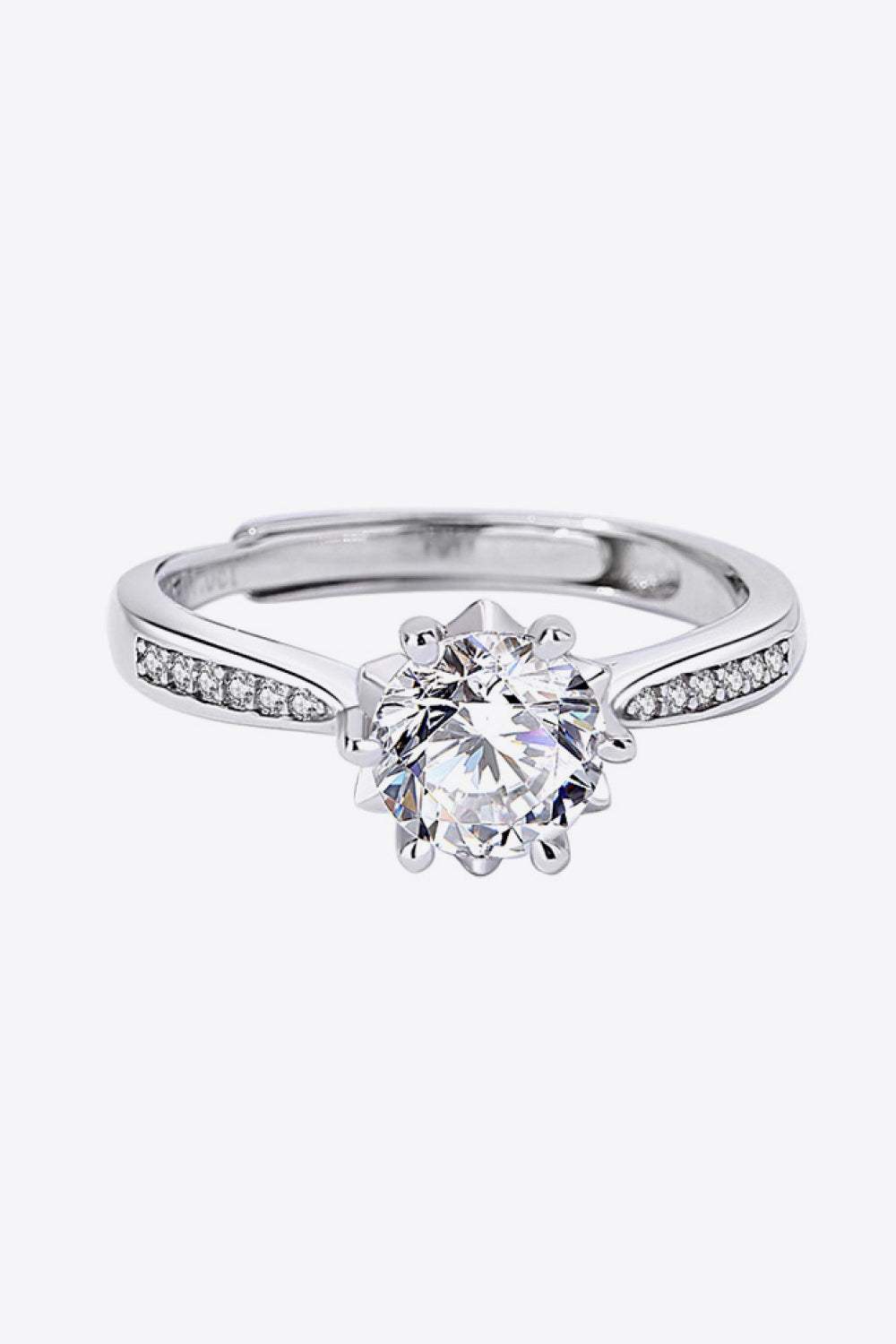 1 Carat Moissanite Adjustable 6-Prong Ring Silver One Size Moissanite - Tophatter Daily Deals