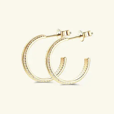 925 Sterling Silver Inlaid Moissanite C-Hoop Earrings Moissanite - Tophatter Daily Deals