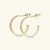925 Sterling Silver Inlaid Moissanite C-Hoop Earrings Moissanite - Tophatter Daily Deals
