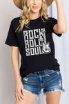 Simply Love Full Size ROCK & ROLL SOUL Graphic Cotton T-Shirt Black Women's T-Shirts - Tophatter Daily Deals