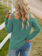 Full Size Cutout Cold Shoulder Blouse Blouses - Tophatter Daily Deals