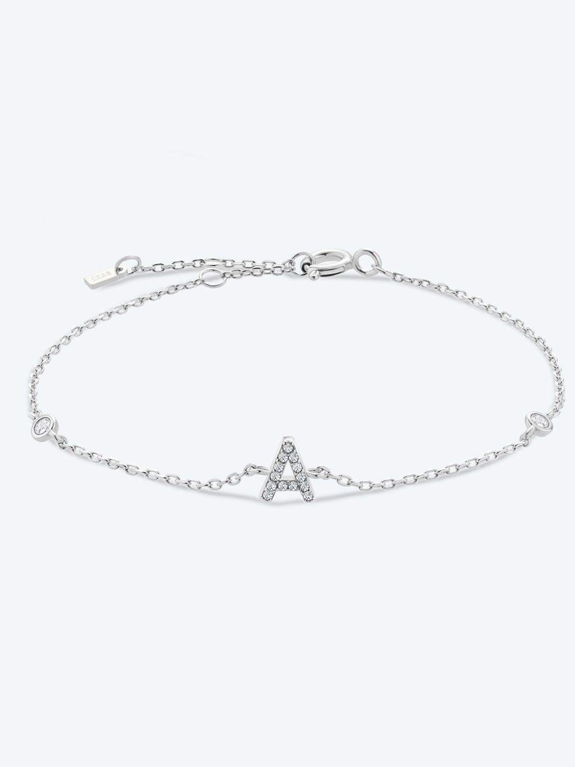 A To F Zircon 925 Sterling Silver Bracelet A-Silver One Size Bracelets - Tophatter Daily Deals
