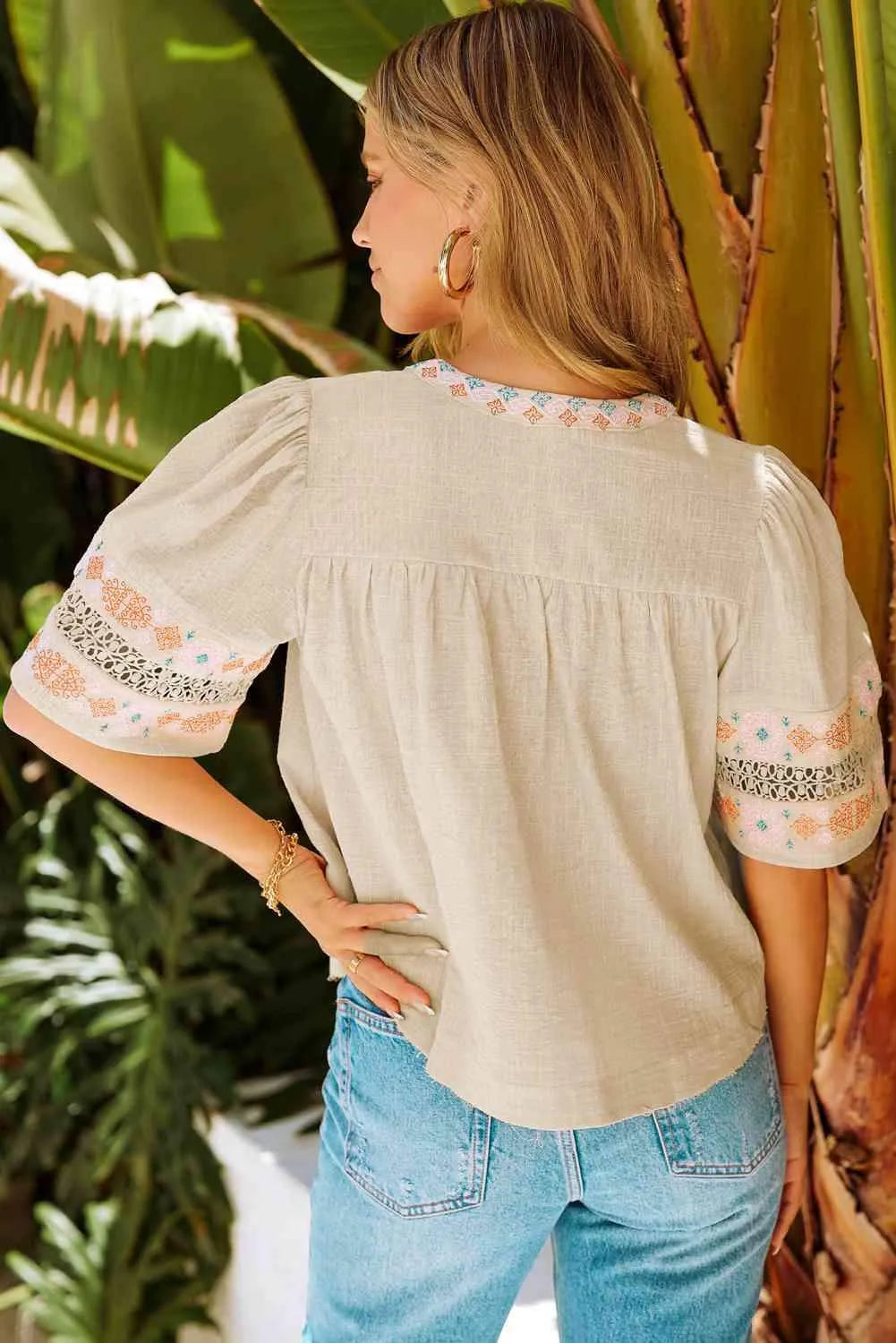 Bohemian Tassel Half Puff Sleeve Top Blouses - Tophatter Daily Deals
