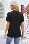 Notched Short Sleeve T-Shirt Women's T-Shirts - Tophatter Daily Deals