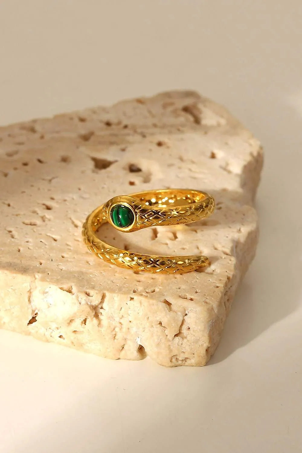 Snake Charmer Malachite Snake-Shaped Bypass Ring Rings - Tophatter Daily Deals