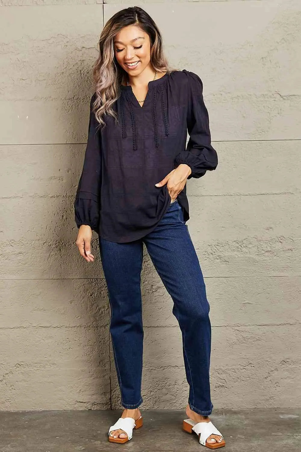 Petal Dew More For You Long Sleeve Stitch Blouse Blouses - Tophatter Daily Deals