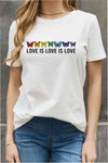 Simply Love Full Size LOVE IS LOVE IS LOVE Graphic Cotton Tee Bleach Women's T-Shirts - Tophatter Daily Deals