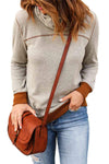 Contrast Cowl Neck Long Sleeve Top Blouses - Tophatter Daily Deals