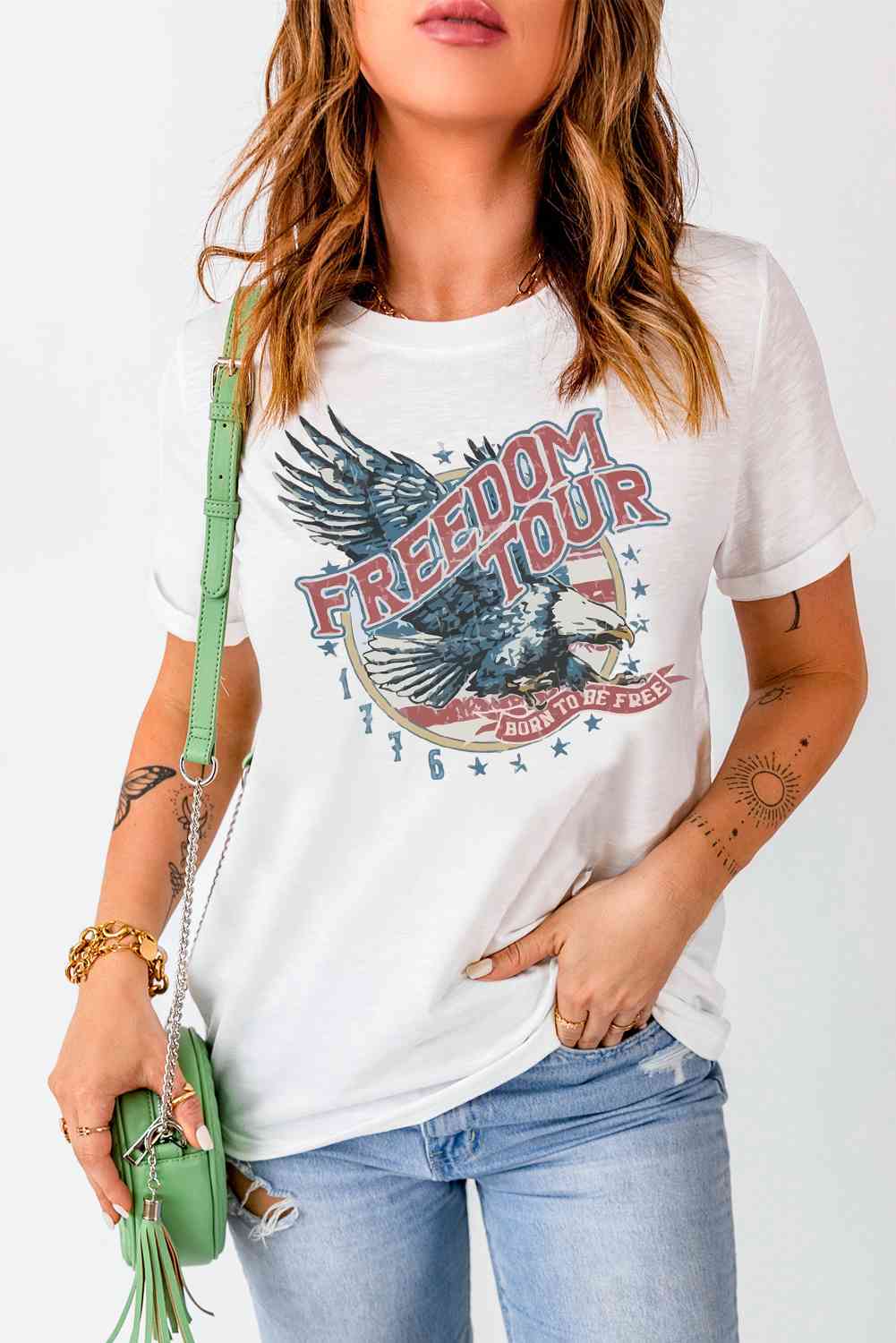 FREEDOM TOUR Graphic Tee White Women's T-Shirts - Tophatter Daily Deals