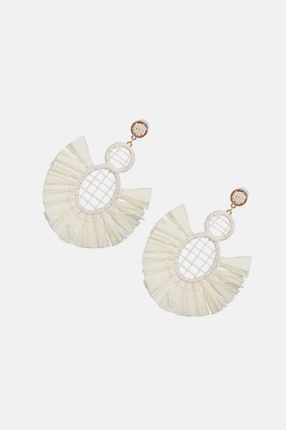 Raffia Grass Tassel Detail Dangle Earrings Earrings - Tophatter Daily Deals