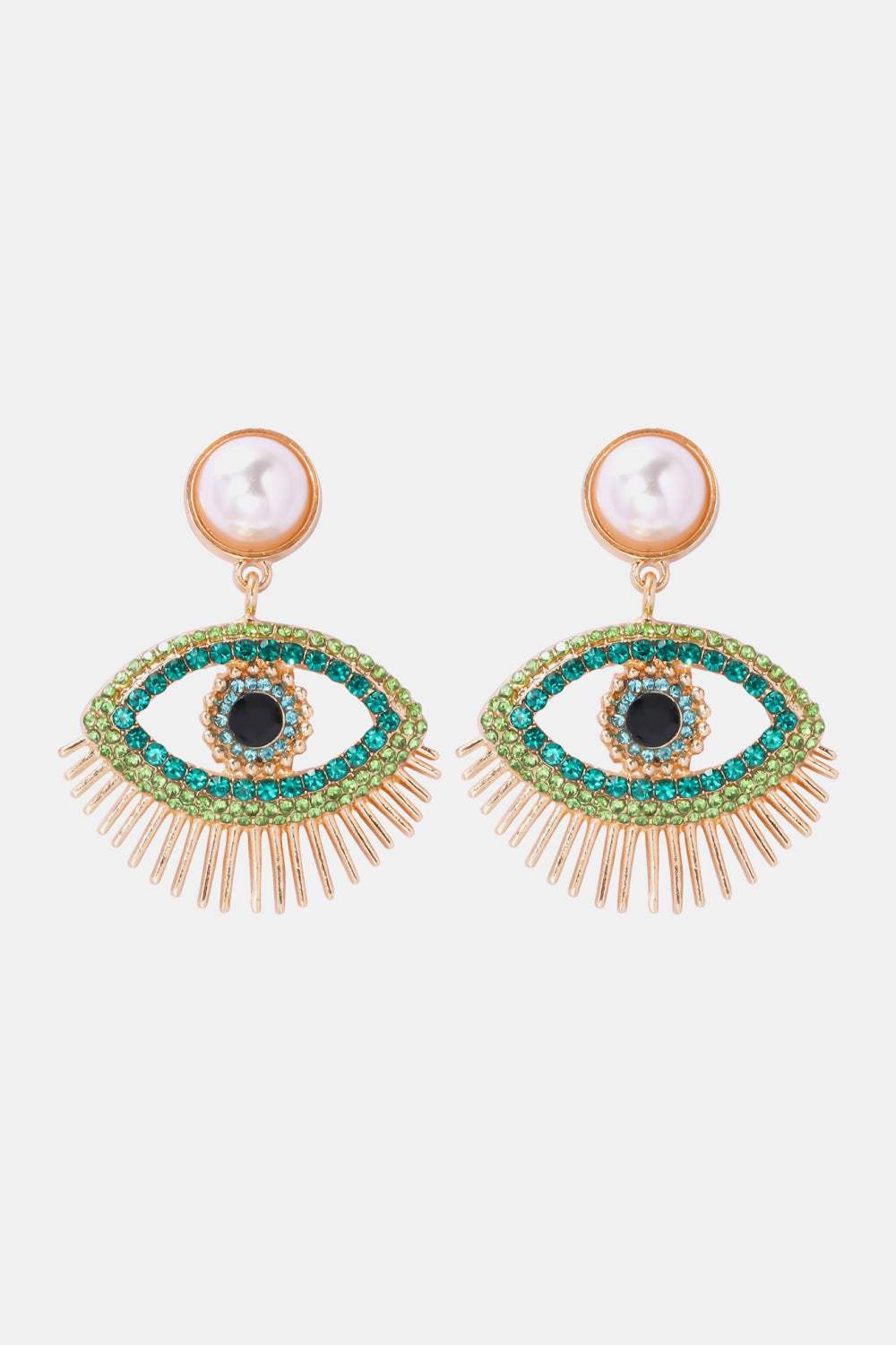 Evil Eye Shape Rhinestone Zinc Alloy Synthetic Dangle Earrings Light Green One Size Earrings - Tophatter Daily Deals