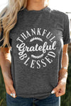 THANKFUL GRATEFUL BLESSED Graphic Crewneck Tee Women's T-Shirts - Tophatter Daily Deals