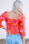 Ruffle Trim Flounce Sleeve Smocked Blouse Blouses - Tophatter Daily Deals