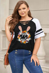 Plus Size HOPPY EASTER Graphic Crisscross V-Neck Tee Women's T-Shirts - Tophatter Daily Deals