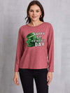 HAPPY ST. PATRICK'S DAY Round Neck T-Shirt Light Mauve Women's T-Shirts - Tophatter Daily Deals