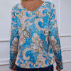 Printed V-Neck Long Sleeve Blouse Blouses - Tophatter Daily Deals