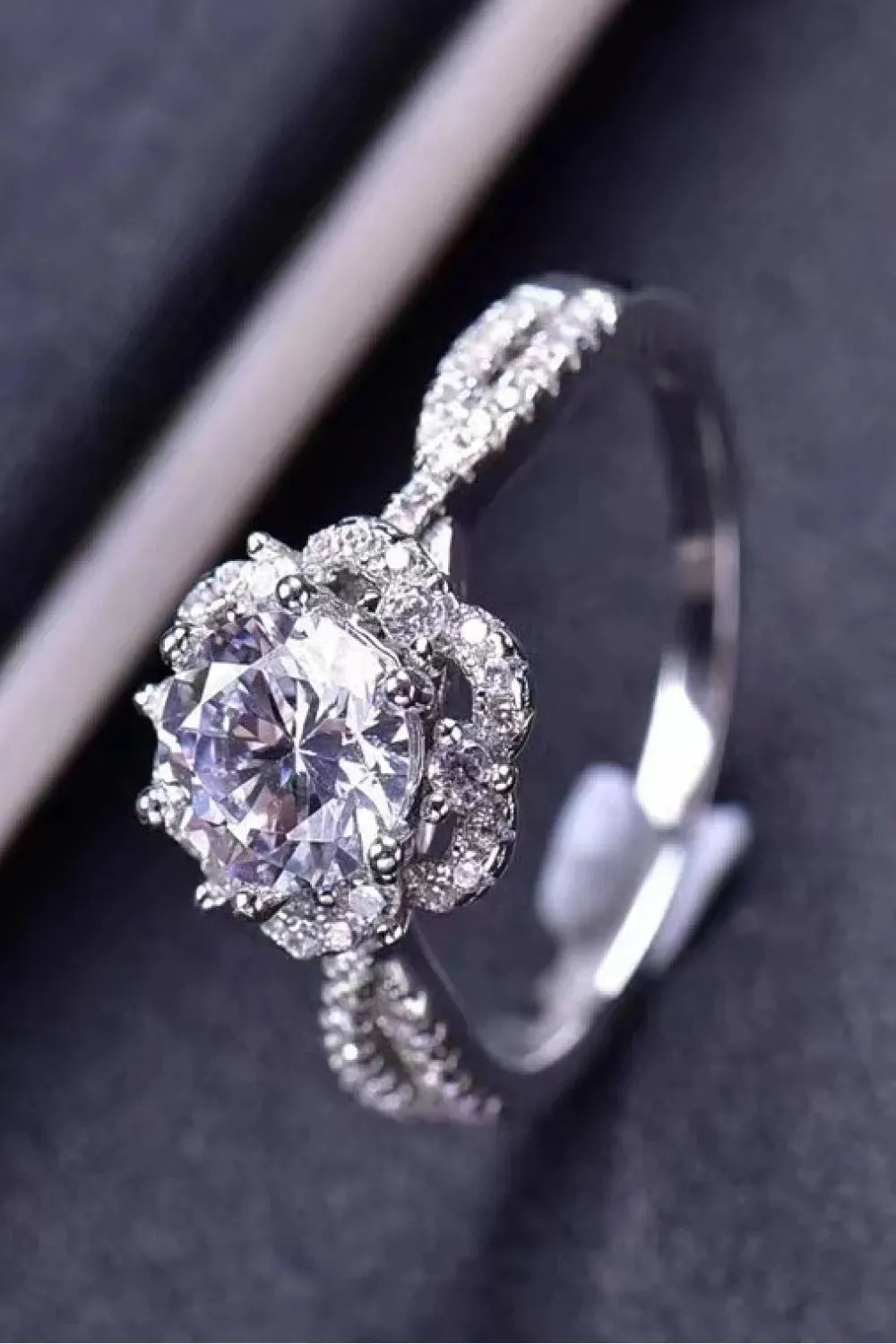 Platinum-Plated Six Prong 1 Carat Moissanite Ring White Moissanite - Tophatter Daily Deals