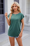 Pocketed Heathered Cap Sleeve T-Shirt Women's T-Shirts - Tophatter Daily Deals