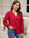 V-Neck Long Sleeve Blouse Blouses - Tophatter Daily Deals