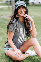 US Flag Graphic Cuffed Sleeve Tee Women's T-Shirts - Tophatter Daily Deals