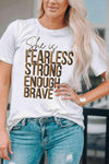 Slogan Graphic Round Neck Short Sleeve Tee Women's T-Shirts - Tophatter Daily Deals