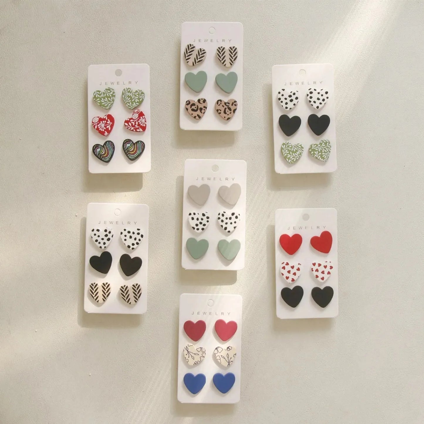 3 Piece Acrylic Heart Stud Earrings Earrings - Tophatter Daily Deals
