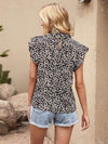 Ditsy Floral Mock Neck Cap Sleeve T-Shirt Women's T-Shirts - Tophatter Daily Deals