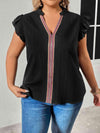 Plus Size Notched Neck Butterfly Sleeve Blouse Blouses - Tophatter Daily Deals