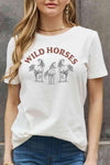 Simply Love WILD HORSES Graphic Cotton T-Shirt Bleach - Tophatter Daily Deals