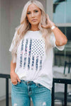 Stars and Stripes Graphic Tee White Women's T-Shirts - Tophatter Daily Deals