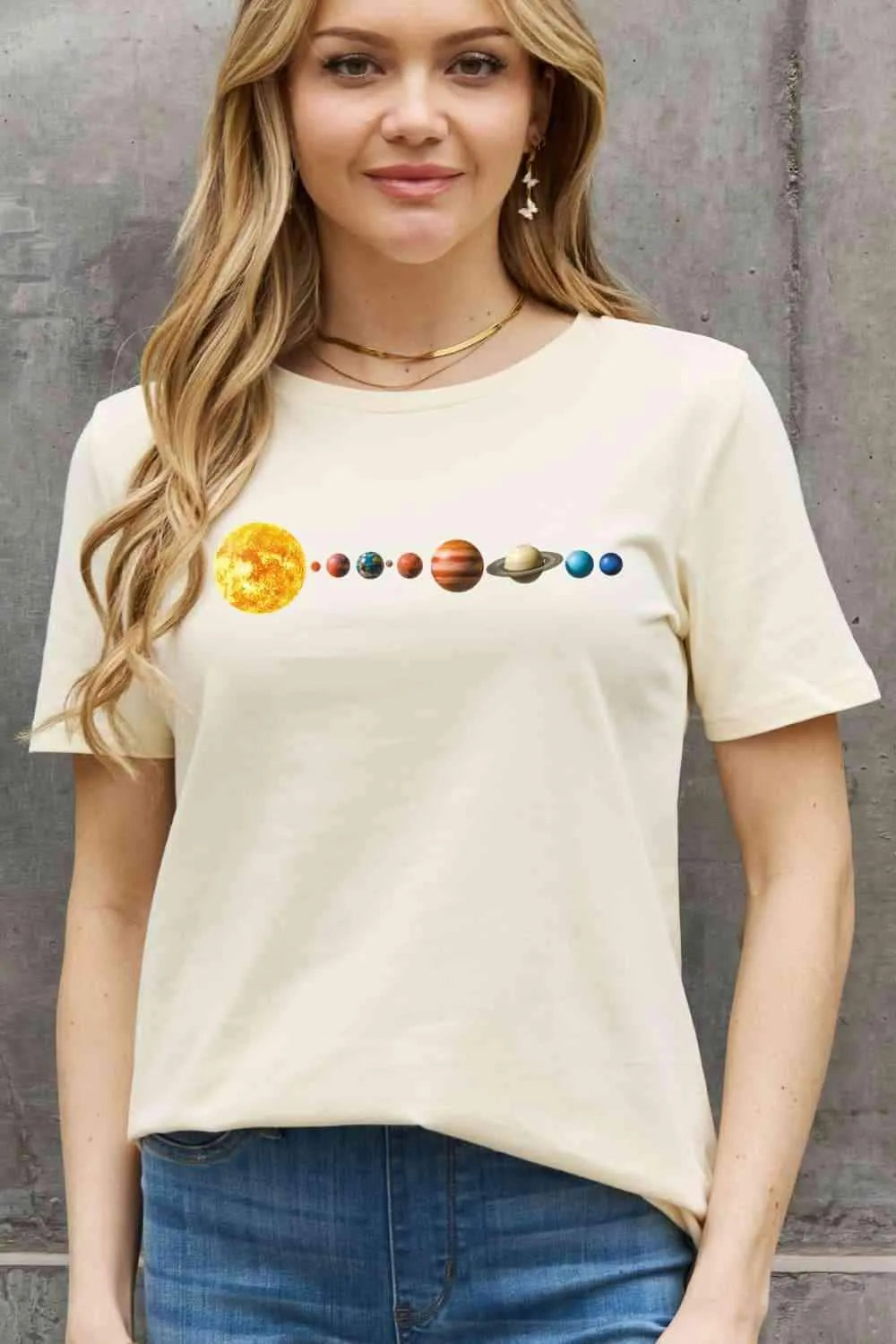 Simply Love Full Size Solar System Graphic Cotton Tee Women's T-Shirts - Tophatter Daily Deals
