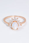 18K Rose Gold-Plated Natural Moonstone Ring Rose Gold Moonstone - Tophatter Daily Deals