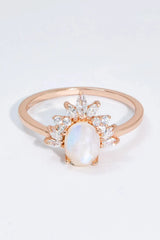 18K Rose Gold-Plated Natural Moonstone Ring Rose Gold Moonstone - Tophatter Daily Deals