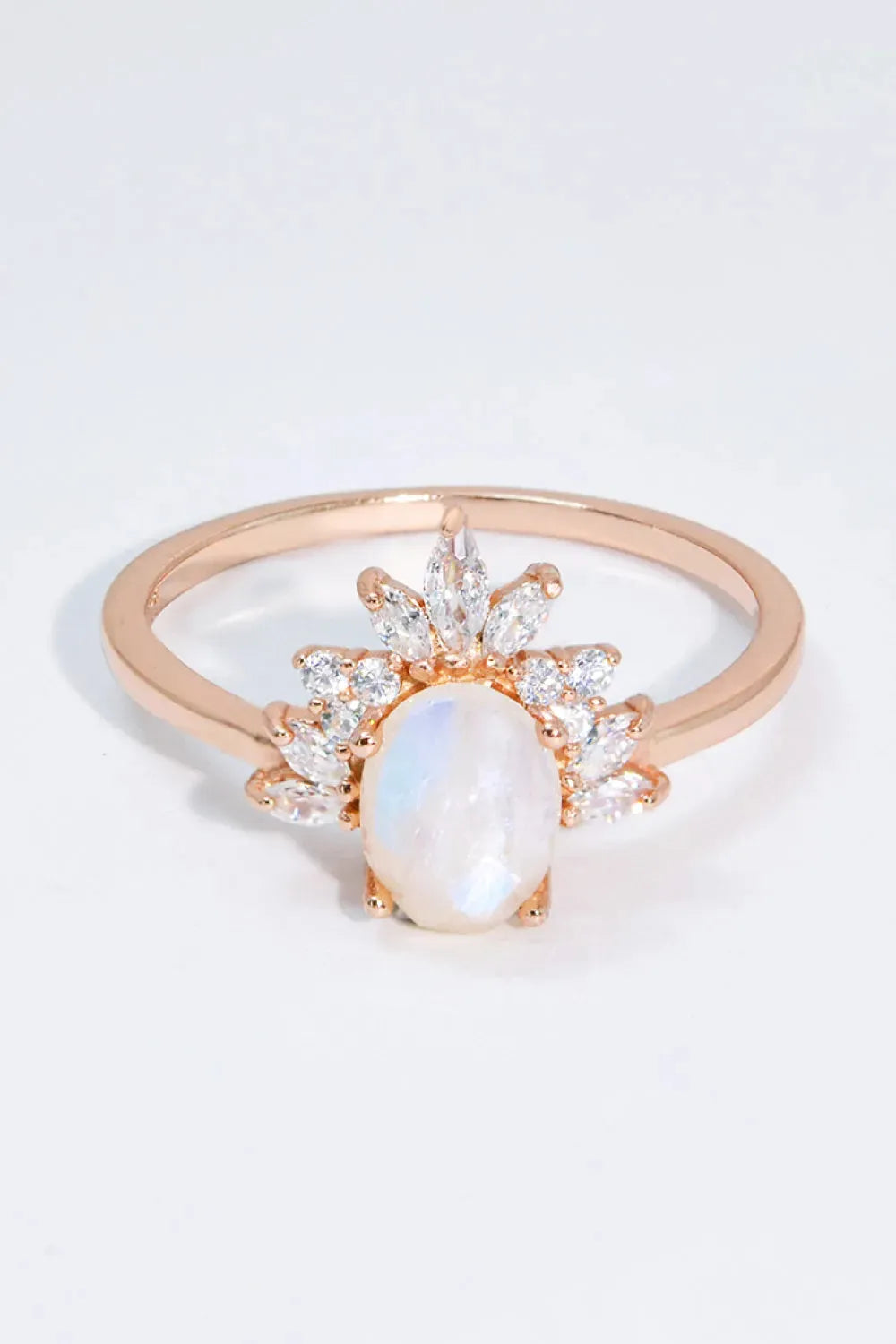 18K Rose Gold-Plated Natural Moonstone Ring Rose Gold Moonstone - Tophatter Daily Deals