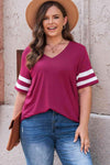 Plus Size Striped V-Neck Tee Shirt Women's T-Shirts - Tophatter Daily Deals