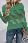 Striped Round Neck Long Sleeve T-Shirt Women's T-Shirts - Tophatter Daily Deals